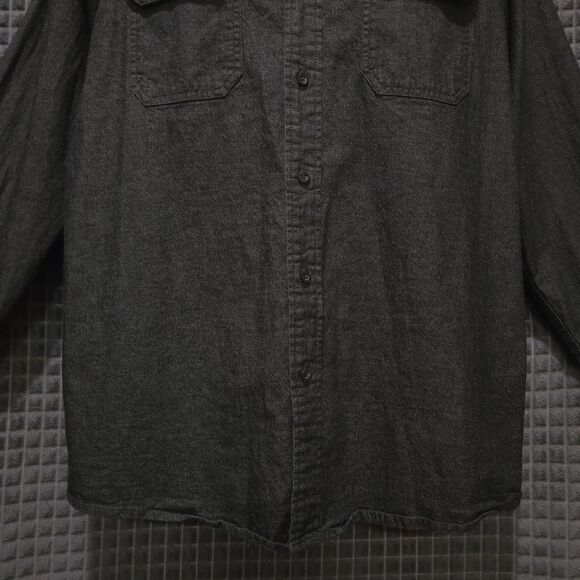 Black Denim Long Sleeve Shirt MensM Button Collared Lightweight Western Grunge - Picture 7 of 16